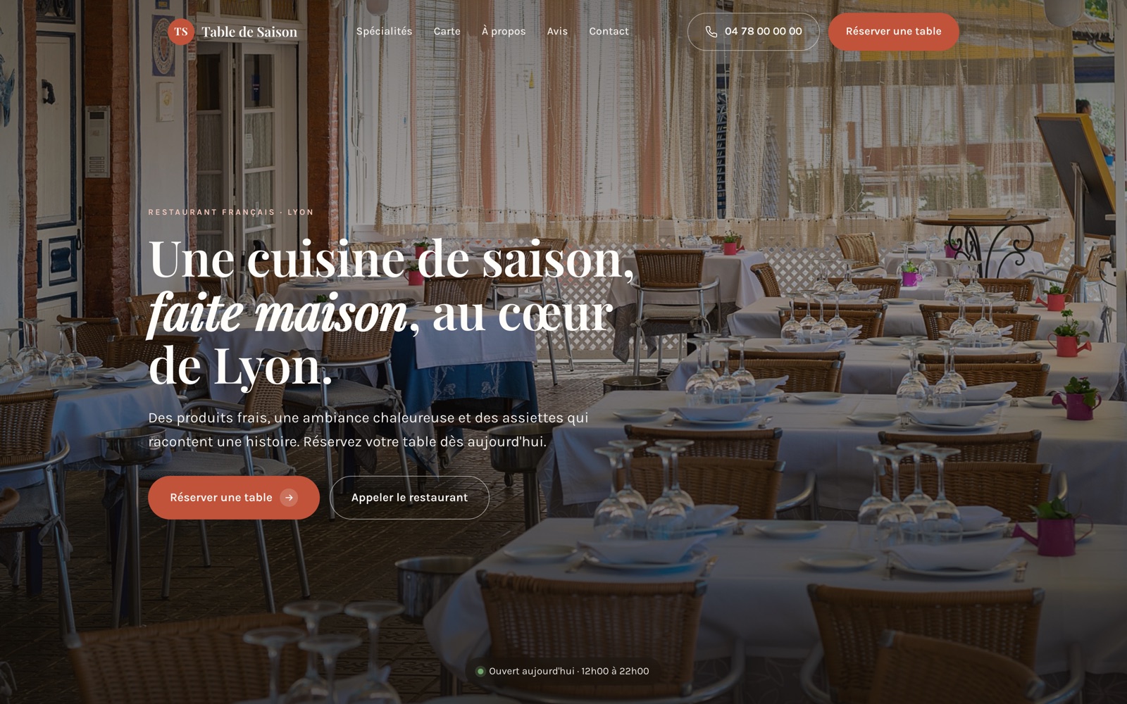 Site vitrine d'un restaurant réalisé par SoleaWeb